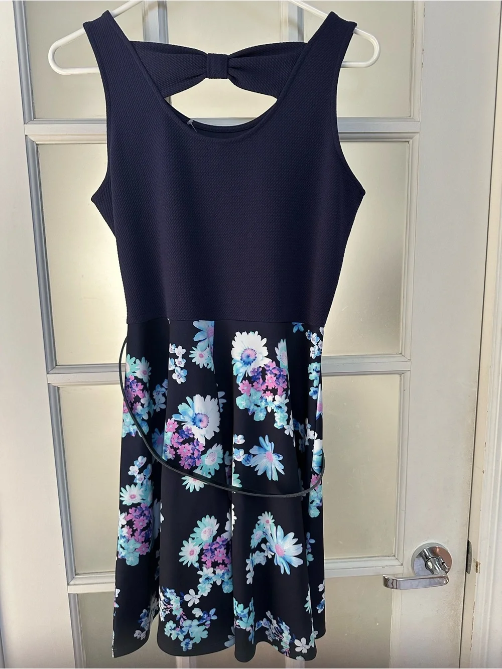 NWT Justice Girls Navy Blue Floral Dress, size 20